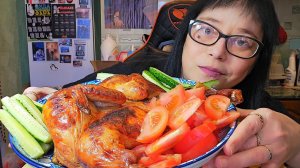 Мукбанг | Цыпленок Табака и Овощи | Обжор Асмр