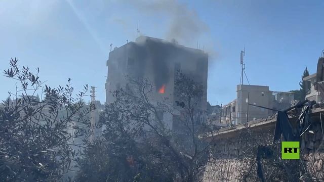 مشاهد للبيت الثقافي الروسي المدمر جراء غارات جوية إسرائيلية على لبنان