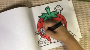 Color With Me #7 Stress Relief Coloring Book Strawberry House (ASMR) (NO BGM) (Notalking)