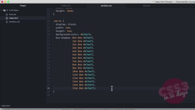 freeCodeCamp.org - 0185 - 8-Bit Mario. CSS Tutorial (Day 8 of CSS3 in 30 Days)