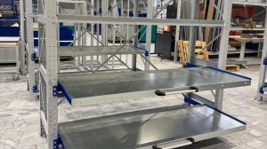 Стеллаж с выкатными платформами 2000х600х2000 4 яруса