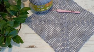 Обзор квадратной салфетки . Техника филейного вязания .