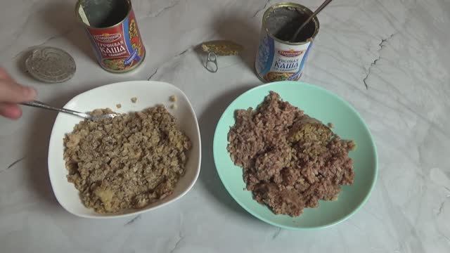 Готовые вторые блюда. Каши со свининой. Консервы