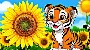 Тигрёнок На Подсолнухе: Солнечные Приключения Малыша-Полосатика!