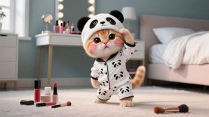 Джинджер примеряет макияж мамы-кошки и весело проводит день дома 💄🐱🏠  Смешные видео с кошками