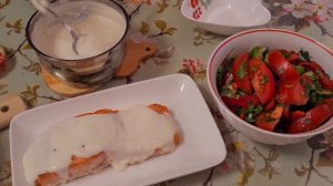 Идеальный сливочный соус для красной рыбы.  Форель, кижуч, горбуша  -  стейк, филе в духовке.