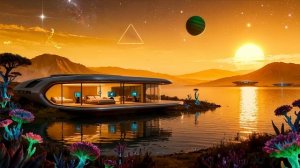 Научно-фантастический пейзаж с атмосферной музыкой для медитации и релаксации.