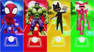 ЧЕЛОВЕК-ПАУК против ХАЛКА, СИРЕНОГОЛОВОГО и КАРТУН КЭТ! 🎵 Tiles Hop: Кто победит?