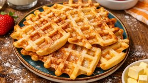 Просто смешала кефир и яйца — получились пышные венские вафли к чаю