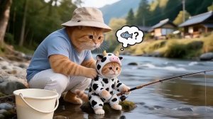 Когда Рыжий Котенок захотел пойти на рыбалку, Папа Кот исполнил его маленькую мечту 🎣🐾