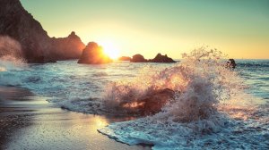 Как нарисовать морскую волну на закате