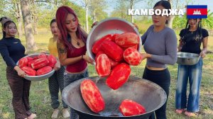 Домашняя кухня Камбоджи | Потрясающий рецепт приготовления арбузного желе и жареного риса