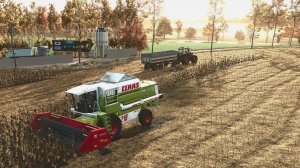 Farming Simulator 25. Уборка подсолнухов. Claas Mega 218 Dominator, FENDT 930 Vario TMS.