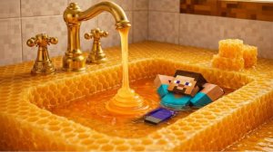 СТИВ ПЛАВАЕТ В МЕДЕ 🍯!!! ФИЗИКА РАЗНЫХ ЖИДКОСТЕЙ В ИГРЕ MINECRAFT! МАЙНКРАФТ МИР! РЕАКЦИЯ! 😽🙀😼