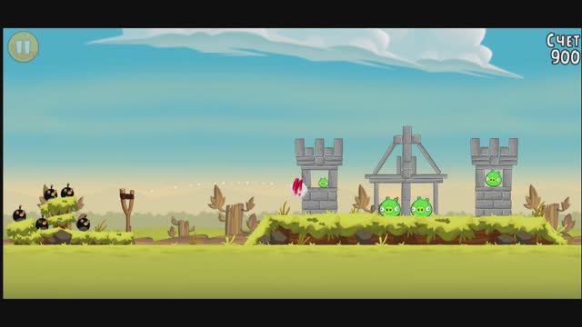 Энгри Бердс. Angry Birds. Птицы против свиней. Черная птица. Злые птички. Энгри Бердс 2 Часть 1