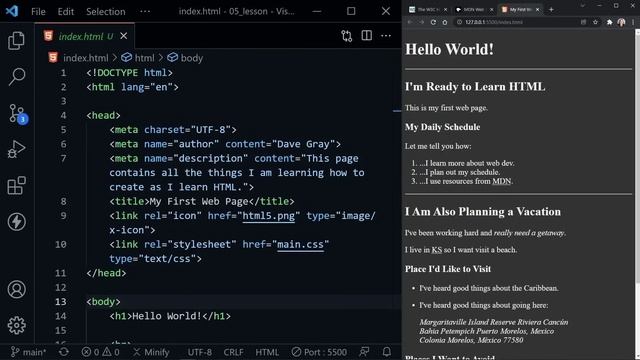 freeCodeCamp.org - 0168.1 - Learn HTML. Full Tutorial for Beginners. Part 1