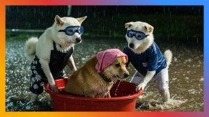 Затопленная деревня под проливным дождём | Спасение щенка, оказавшегося в ловушке из-за наводнения.