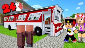 24 ЧАСА РАБОТАЮ ВОДИТЕЛЕМ НА АВТОБУСЕ в МАЙНКРАФТ но ДЕВУШКА НУБ И ПРО ВИДЕО ТРОЛЛИНГ MINECRAFT