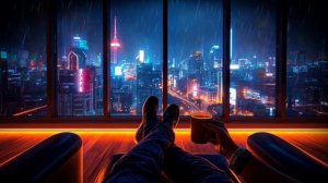Дождливый неоновый город - Нежная музыка кибер панка, фоновая музыка для отдыха