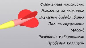 Дротик для дартса в КОМПАС-3D | Cмещенная плоскость, элемент по сечениям, массив