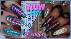 БЛЕСТЯЩИЙ МАНИКЮР. Принт Дракона. НОВОГОДНИЙ ДИЗАЙН НОГТЕЙ