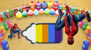 Мультики для детей и малышей. Копаем бутылку на песке и заливаем газировками. Мультики залипалки