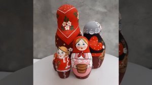 Матрешка Русская с черным петухом 5 мест 12 см