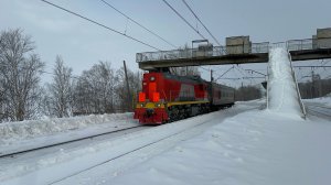 Тепловоз ТЭМ18ДМ-978 с вагоном-дефектоскопом на пл.КамГЭС, 2026 год