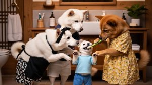 У младшенького пахнет изо рта... Поплакал, а потом стал главным по чистке зубов �