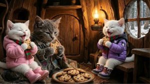 Очаровательный котенок строит домик на дереве 🐾🔨🏡 Уютные зимние моменты ❄️