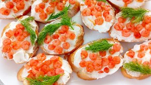 Брускетта с креветками 🦞 и творожным сыром 🧀