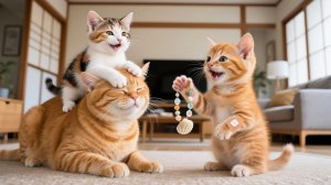 Ожерелье из ракушек, которое Рыжик и Муму старательно сделали для мамы-кошки