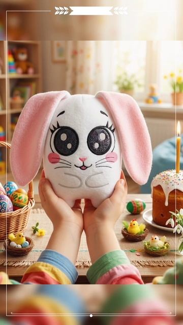 Дизайн машинной вышивки от TulleLand. Мягкая игрушка пасхальный зайчик.