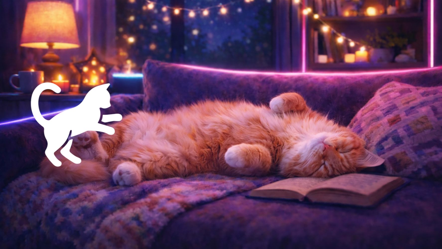 Мурчание кота 10 часов 🐈 Кот спит на диване | Уютный звук для сна и расслабления