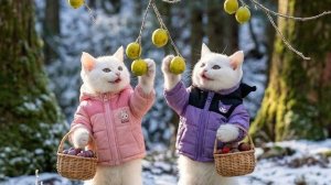 Зимний сбор грибов в компании милых котят 🌱🍄 Веселье и смех 😹
