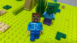 Нубик не боится зомби в майнкрафт