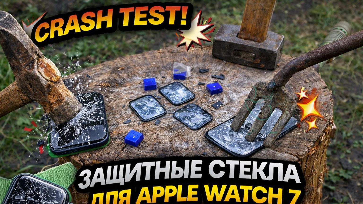 Crahs test защитных стекл для appel watc 7