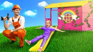 Папа построил секретную комнату 🌈 Домик с двухъярусной кроватью