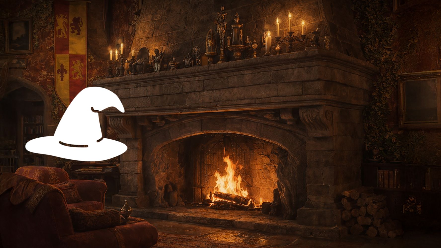 Звук камина 10 часов 🦁 Гостиная Гриффиндора | Атмосфера для сна, игр и отдыха