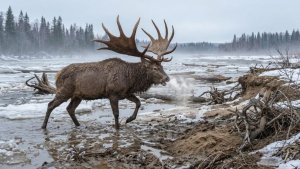 Мегалоцерос (Megaloceros) — гигантский олень ледникового периода.