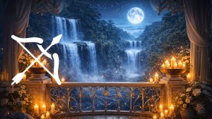 Звук водопада 4 часа 🌙 Балкон Ривенделла, лунная ночь и светлячки для отдыха и медитации