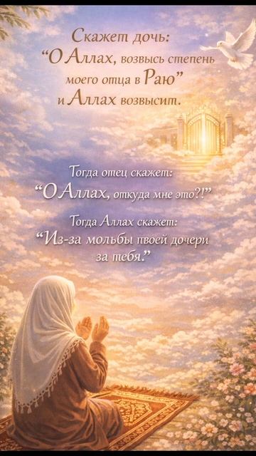 «Когда дочь делает это дуа — Аллах возвышает степень её отца в Раю» #напоминание #душа #вера #смысл