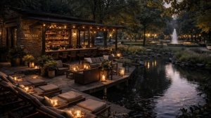 Роскошная вечерняя атмосфера паркового лаунжа ✨ Уютная музыка садового бара для расслабления