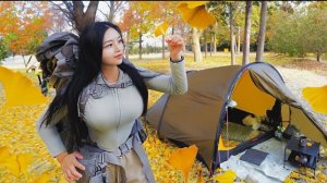 Одиночный поход от поезда до автобуса. Кемпинг ASMR.