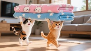 Продуктивный день: Рыжик и Муму учатся помогать маме-кошке по дому 🌷