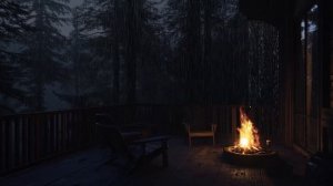 Звук дождя и потрескивание костра 🌧️ Лесная атмосфера для сна