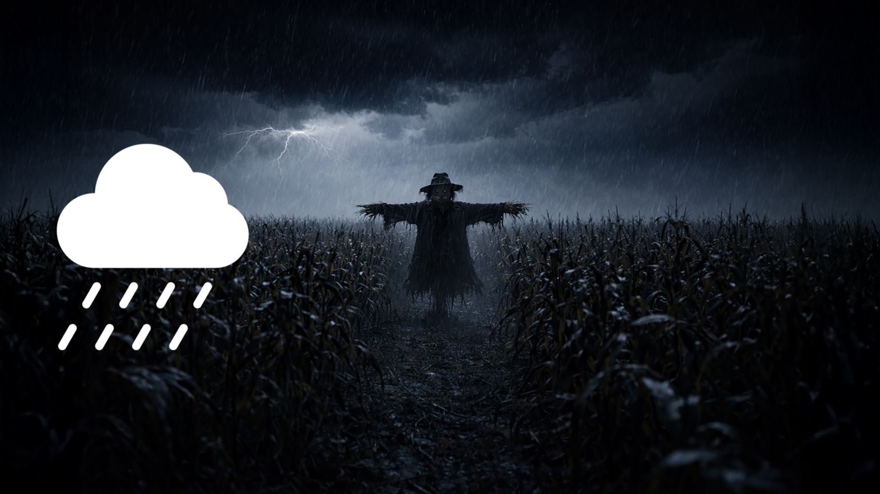 Мрачное кукурузное поле в грозу 🌩 10 часов дождя и грома | Тёмная атмосфера
