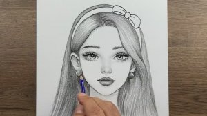 Как шаг за шагом нарисовать простой портрет красивой девушки карандашом