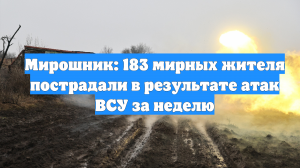 Мирошник: 183 мирных жителя пострадали в результате атак ВСУ за неделю