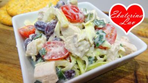 ПП САЛАТ с куриной грудкой! ВСЕГО 93 ККАЛ на 100 г! Низкокалорийные ПП рецепты (ужин, обед)!